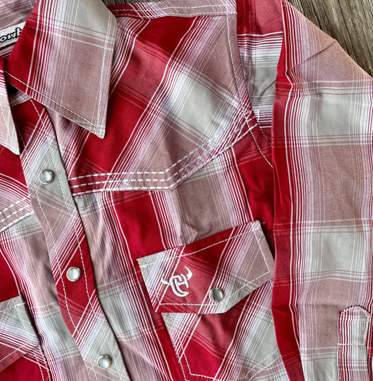 Red Plaid Men’s Western Shirt