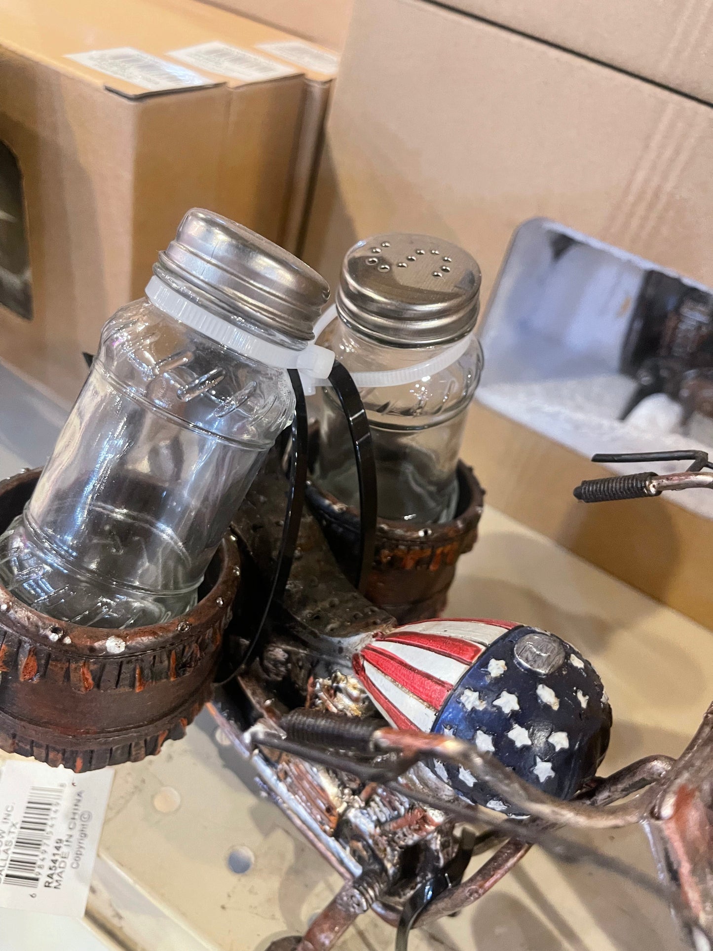 USA Flag Motorcycle Salt & Pepper Shaker Set