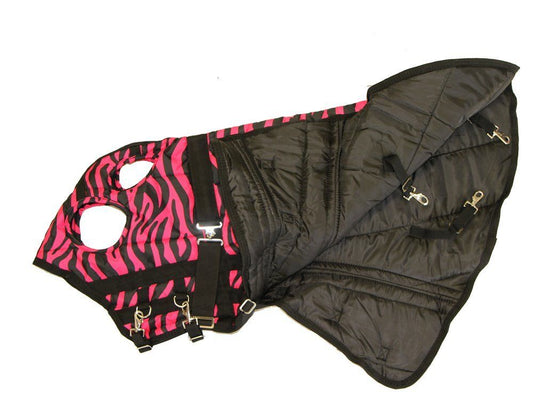 AJ Tack 600D Waterproof Hood - Pink Zebra - Small