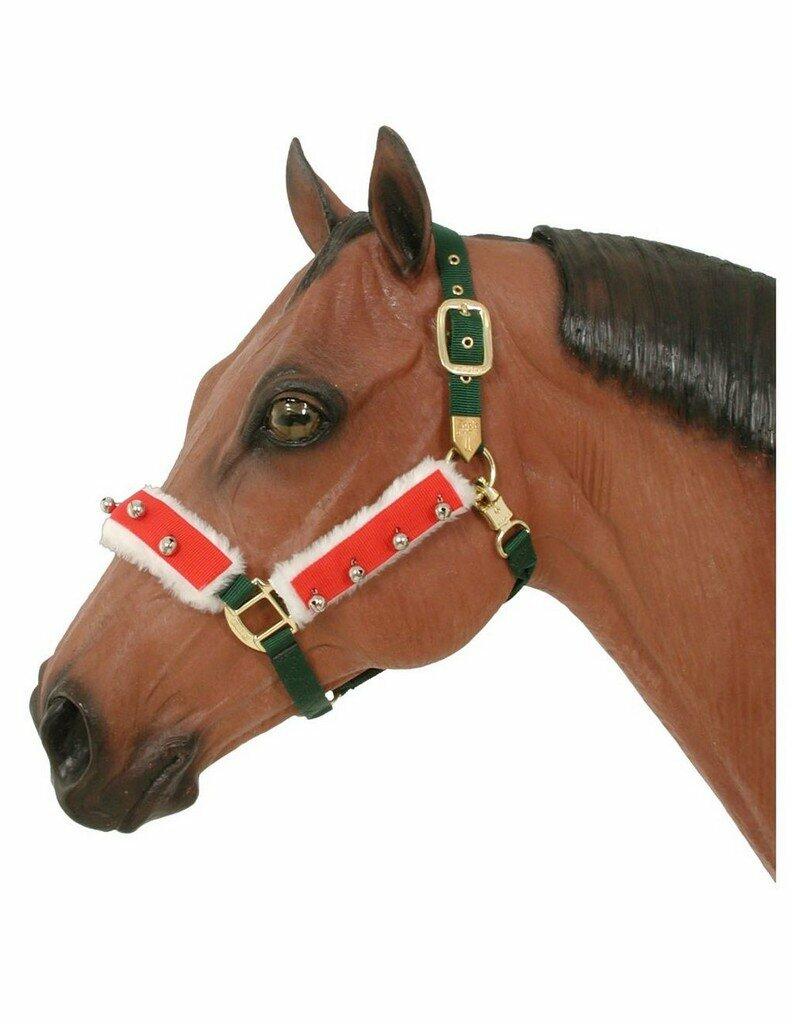 Holiday Horse Halter Bridle Accessory Set – 3 Piece Christmas Parade & Photo Outfit with Bells