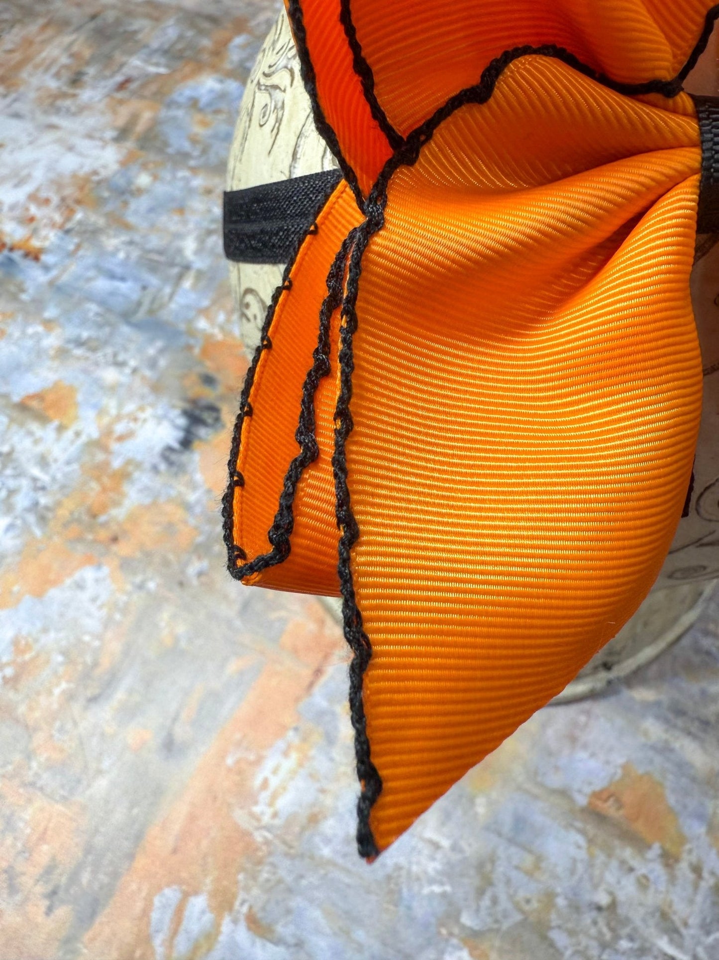 Orange with Black Moonstitch Bow Headband