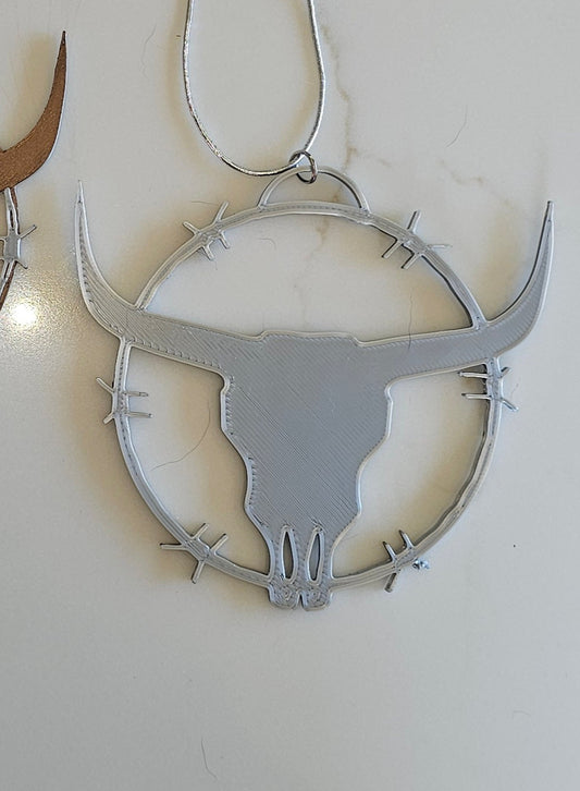 3D Print Longhorn Texas Ranch Western Barbwire Christmas Ornaments Made in America