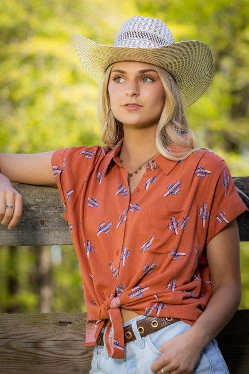 Saguaro Sunset Button Up Blouse