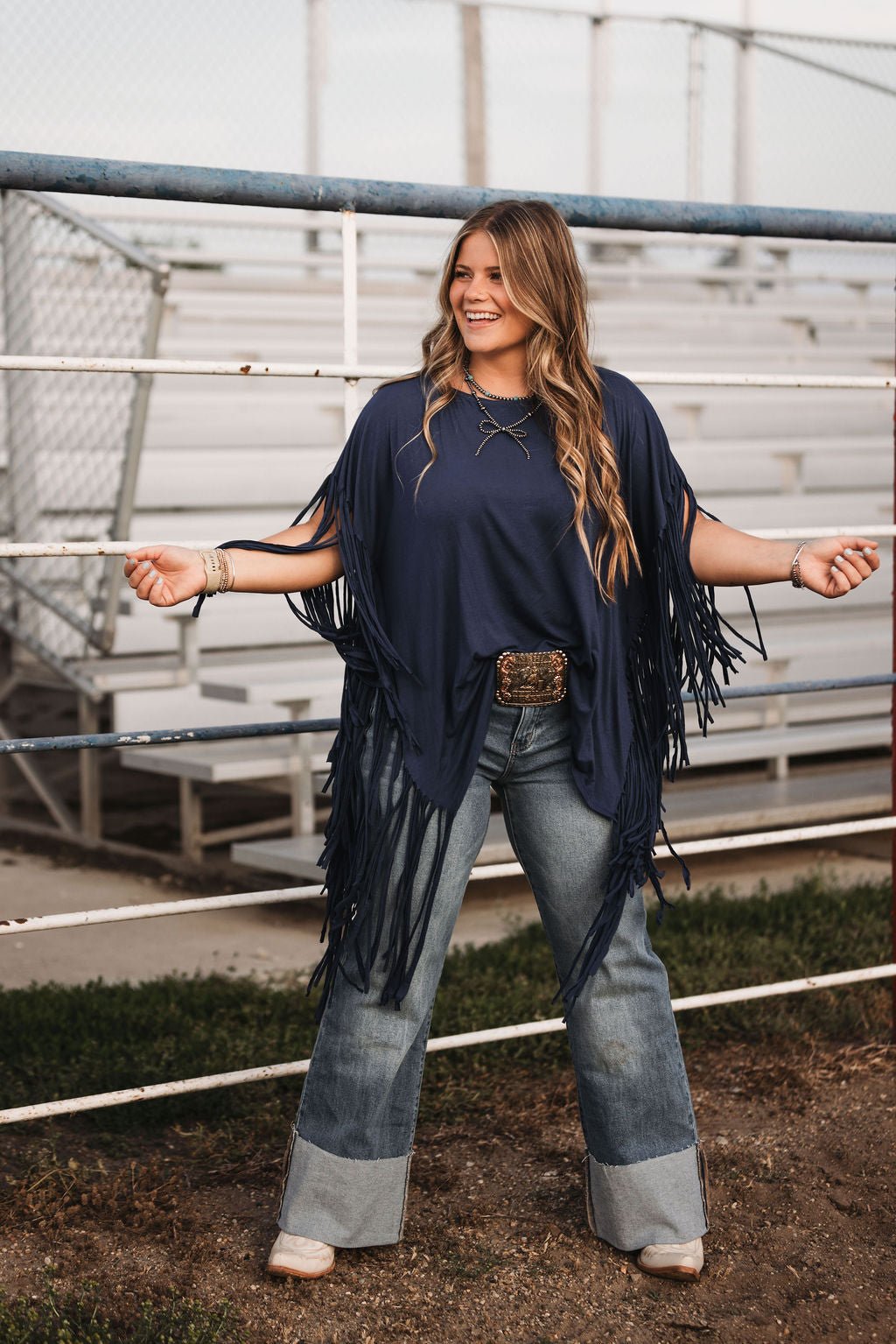 Showstopper Fringe Top - Denim