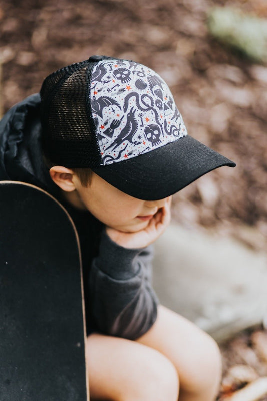 Spooky Black Trucker Hat