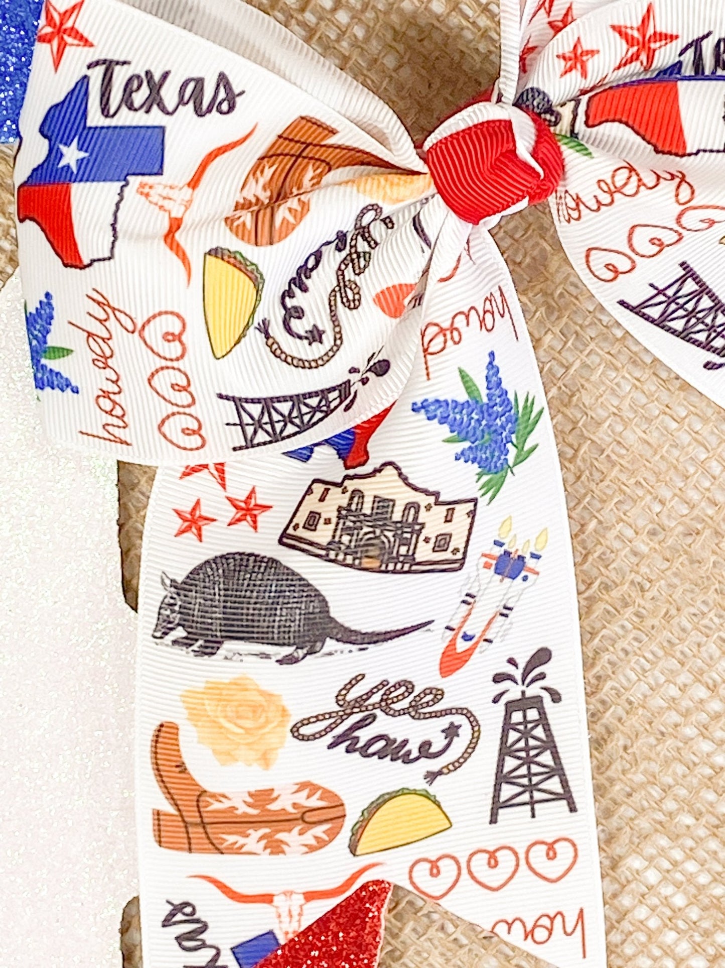 Texas Printed Ribbon Cheer Bow