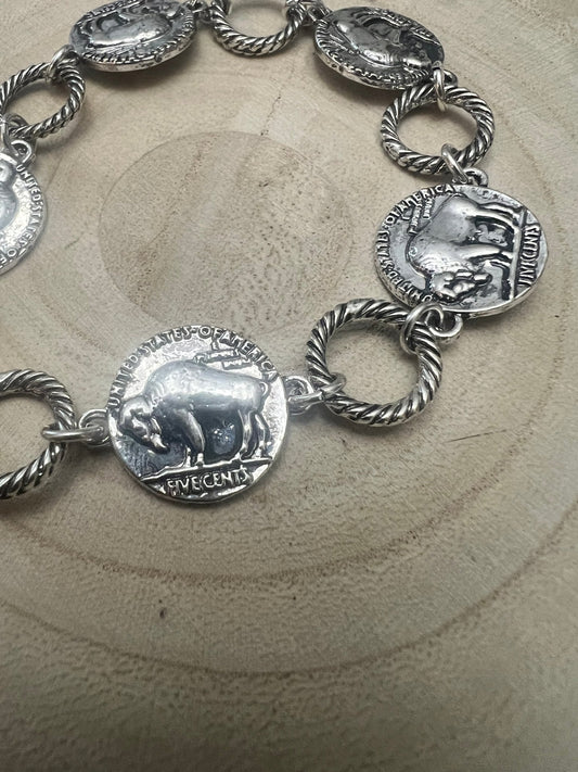 Western Buffalo Coin Toggle Bracelet