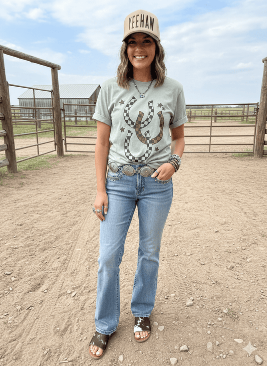 Western Checkered Horseshoe Graphic Tee
