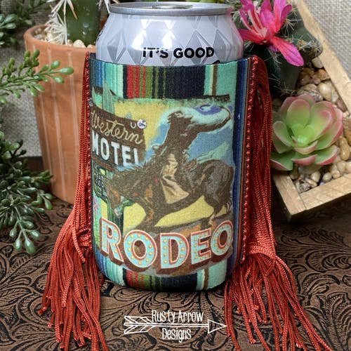 Western Motel Rodeo Fringe Koozie