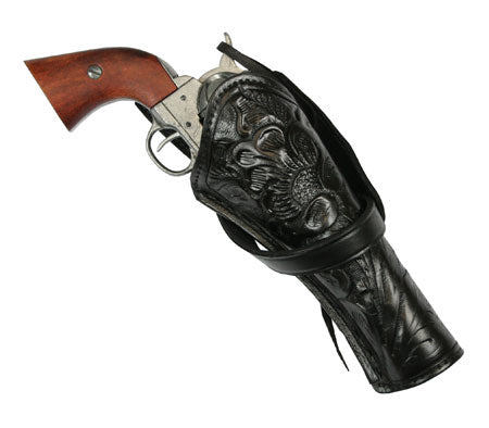 Cross Draw Tooled Leather Holster - Black