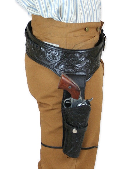 22 Caliber Revolver Leather Holster Belt - Black