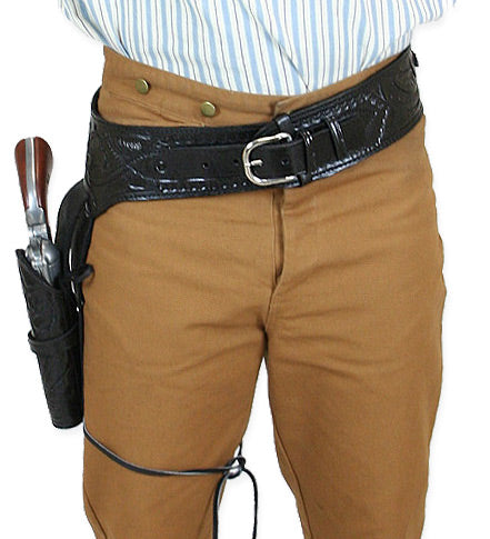44/45 Caliber Revolver Leather Holster Belt - Black