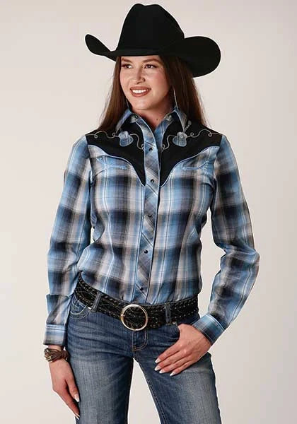 Roper 819 Fancy Applique (Blue) - Women's Western Shirt