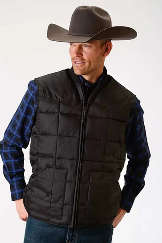 Roper 1473 Quilted Vest (Black) - Men's Vest (Closeout)