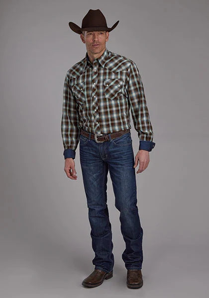 Roper 2169 Horseshoe Dobby (Brown) - Men's Western Shirt