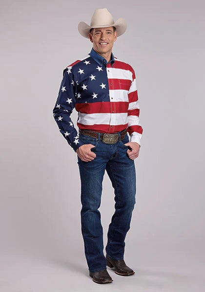 Roper Pieced Stars & Stripes (Multi) - Men's Western Shirt