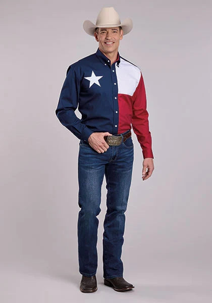 Roper Pieced Texas Flag (Multi) - Men's Western Shirt