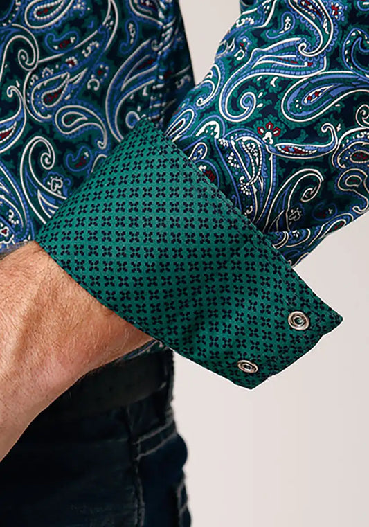 Roper Forest Canyon Paisley (Blue) - Men's Western Shirt