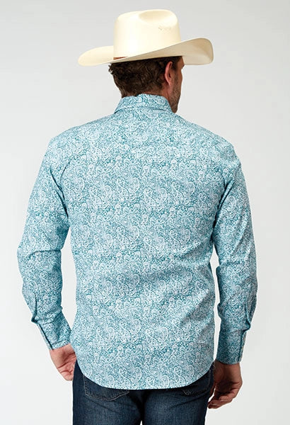Roper 1944 Stretch Paisley (Teal) - Men's Western Shirt