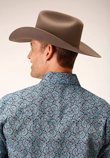 Roper 1563 Peacock Paisley (Blue) - Men's Western Shirt
