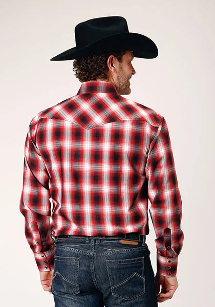Roper 1844 Basic Plaid (Red) - Men's Western Shirt