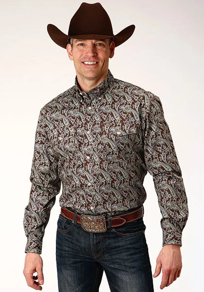 Roper 1218 Pine Paisley (Brown) - Men's Western Shirt