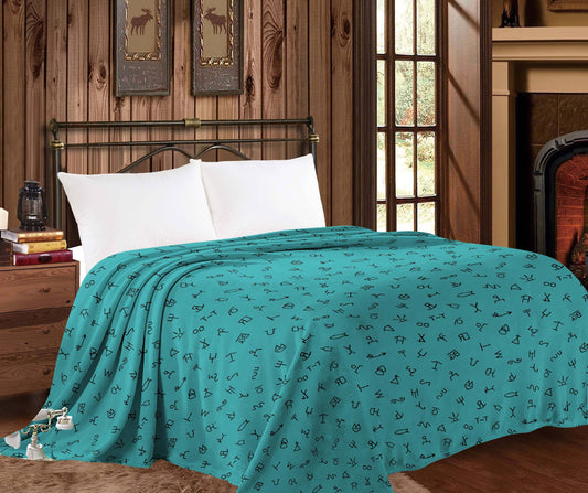 Thin Throw Blanket - Western Turquoise