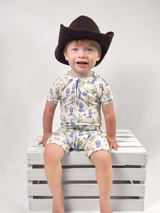 Wild West Cowboy Bamboo Shortie Romper