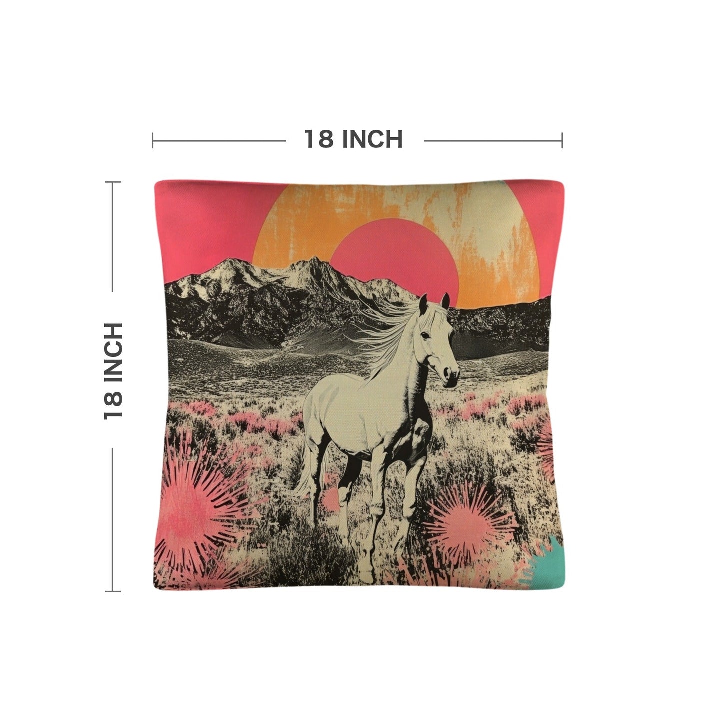 Baha Ranch Retro Pop Western Albino Steed Pillow Case Made in America