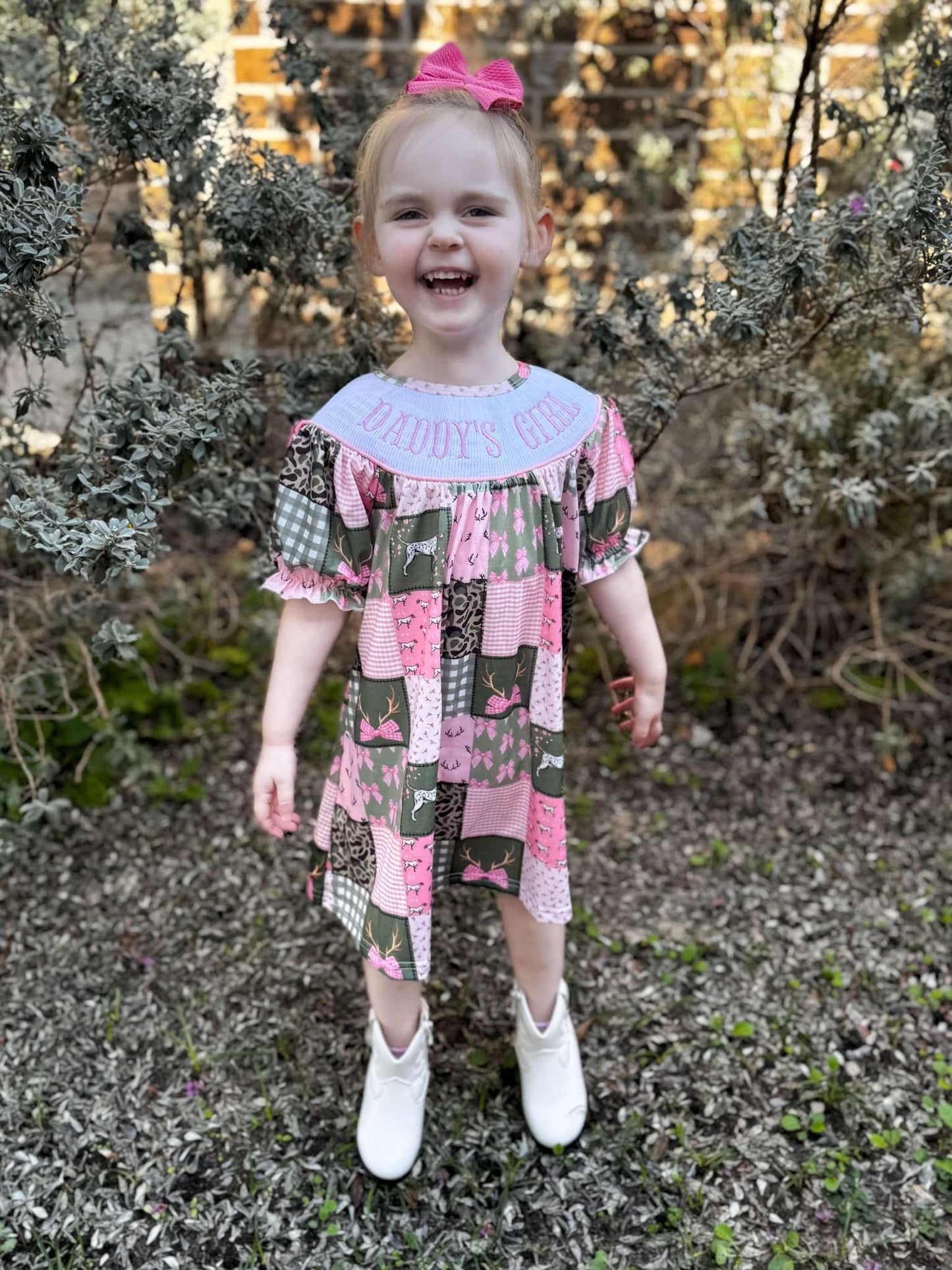 Smocked hunting daddys girl Dress