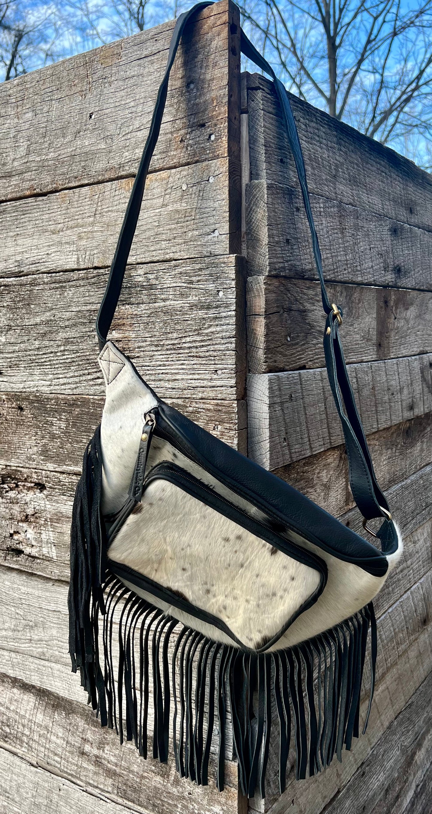 Cowhide Fringe Sling Bag