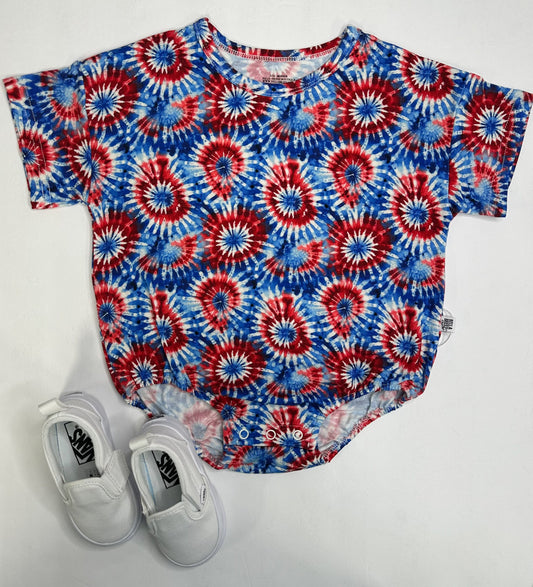 USA Tie Dye Oversized Bamboo Romper (FINAL SALE)