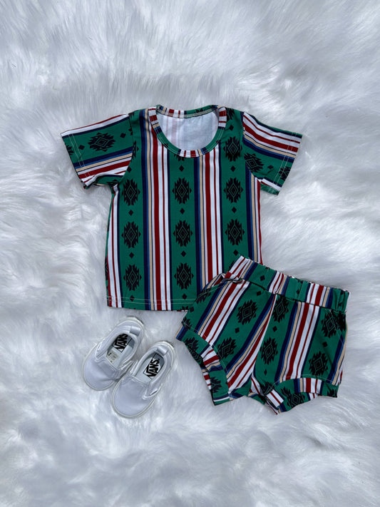 Green Aztec Short Set (FINAL SALE)
