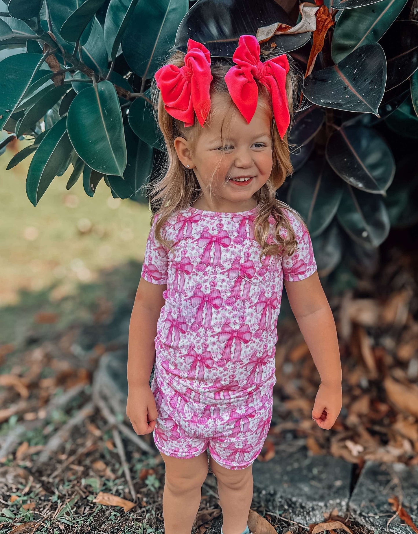 Blooming Bows Bamboo Short Set