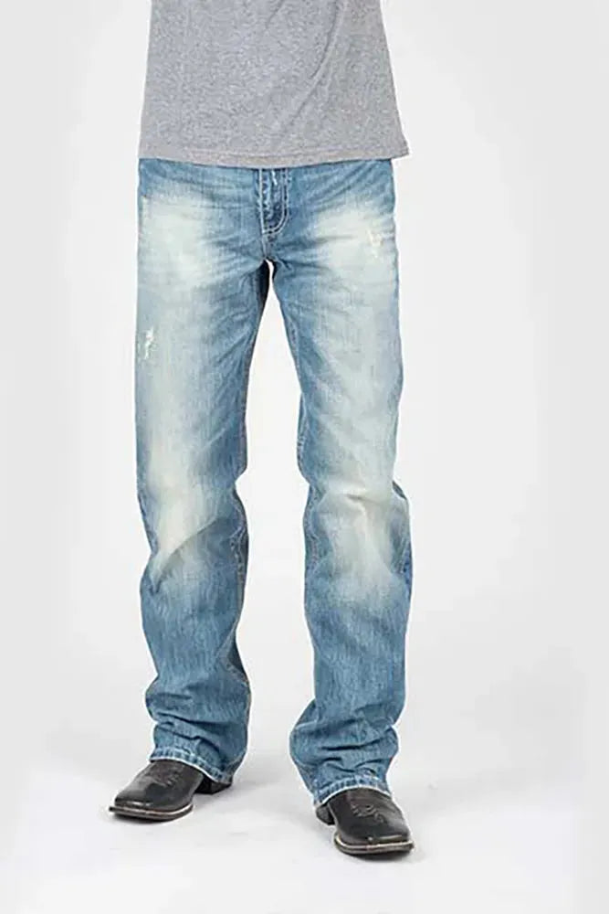 Tin Haul Regular Joe with Grey Diamond Stitch (Light Wash) - Men's Bootcut Jeans (Closeout)