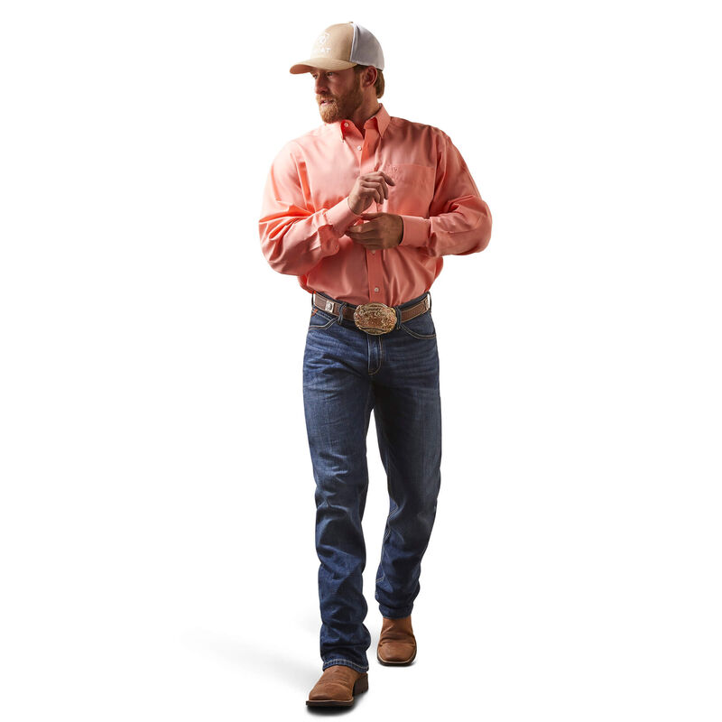 Wrinkle Free Solid Pinpoint Oxford-Peach Echo