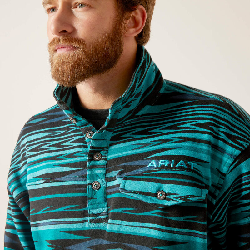 Cotton-Rich Mockneck Sweatshirt-BISCAY BLUE HEATHER