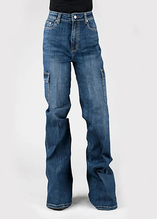 Tin Haul 870 Claire Cargo Wide Leg ( Denim Medium Wash )- Women's Jeans