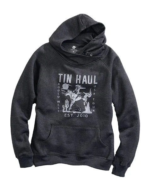 Tin Haul Bronco Print (Grey) - Women's Hoodie Sweatshirt
