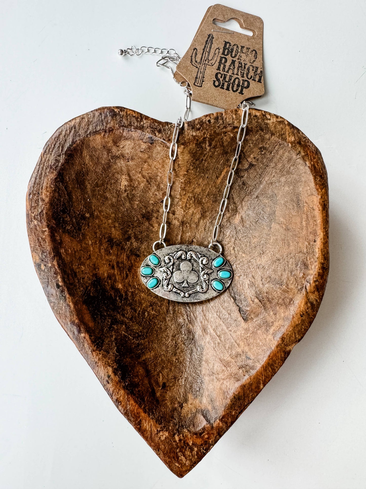 Western Card Theme Metal Necklace