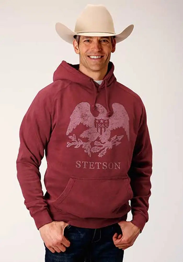 Stetson Eagle 1865 Distressed (Burgundy) - Men's Hoodie Sweatshirt