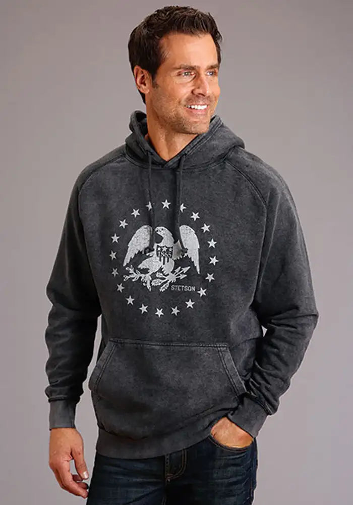 Stetson Eagle And Star (Black) - Men's Hoodie Sweatshirt