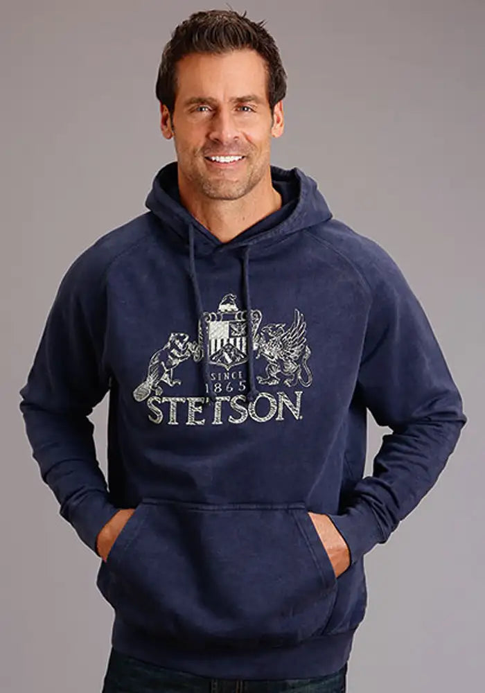 Stetson Vintage Emblem (Navy) - Men's Hoodie Sweatshirt