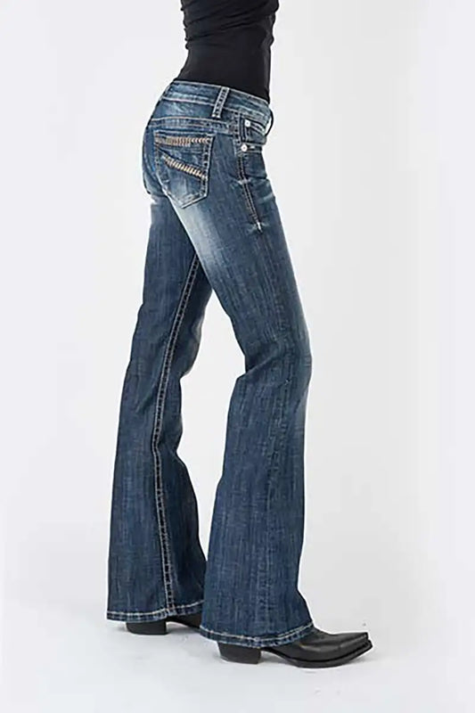 Stetson 816 Classic Boot Cut Blasted (Denim Dark Wash) - Women's Jeans