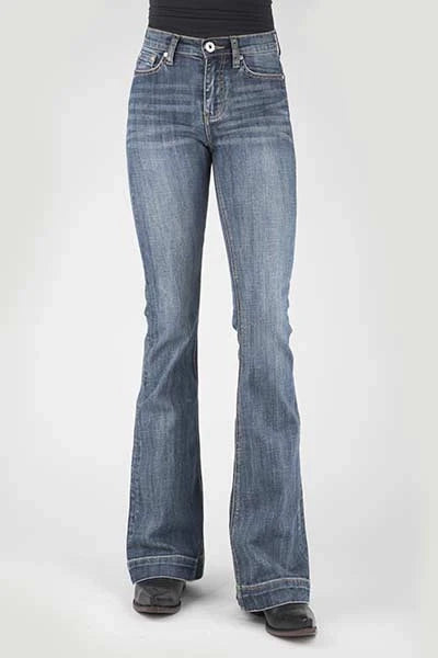 Stetson 921 High Waist Flare Fit Whiskered (Medium Wash) - Women's Jeans