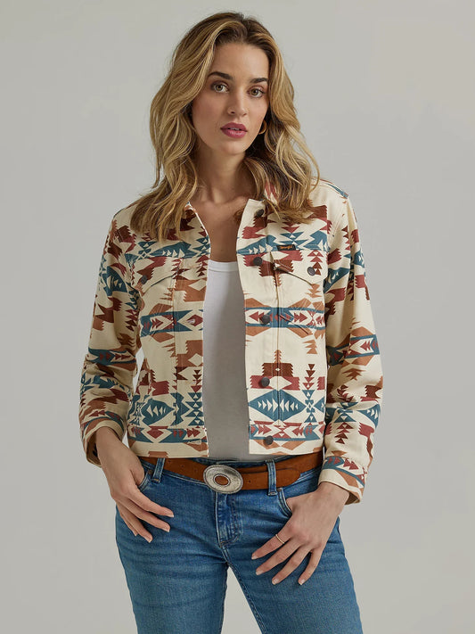 Women's Western Printed Boyfriend Jacket in Aztec