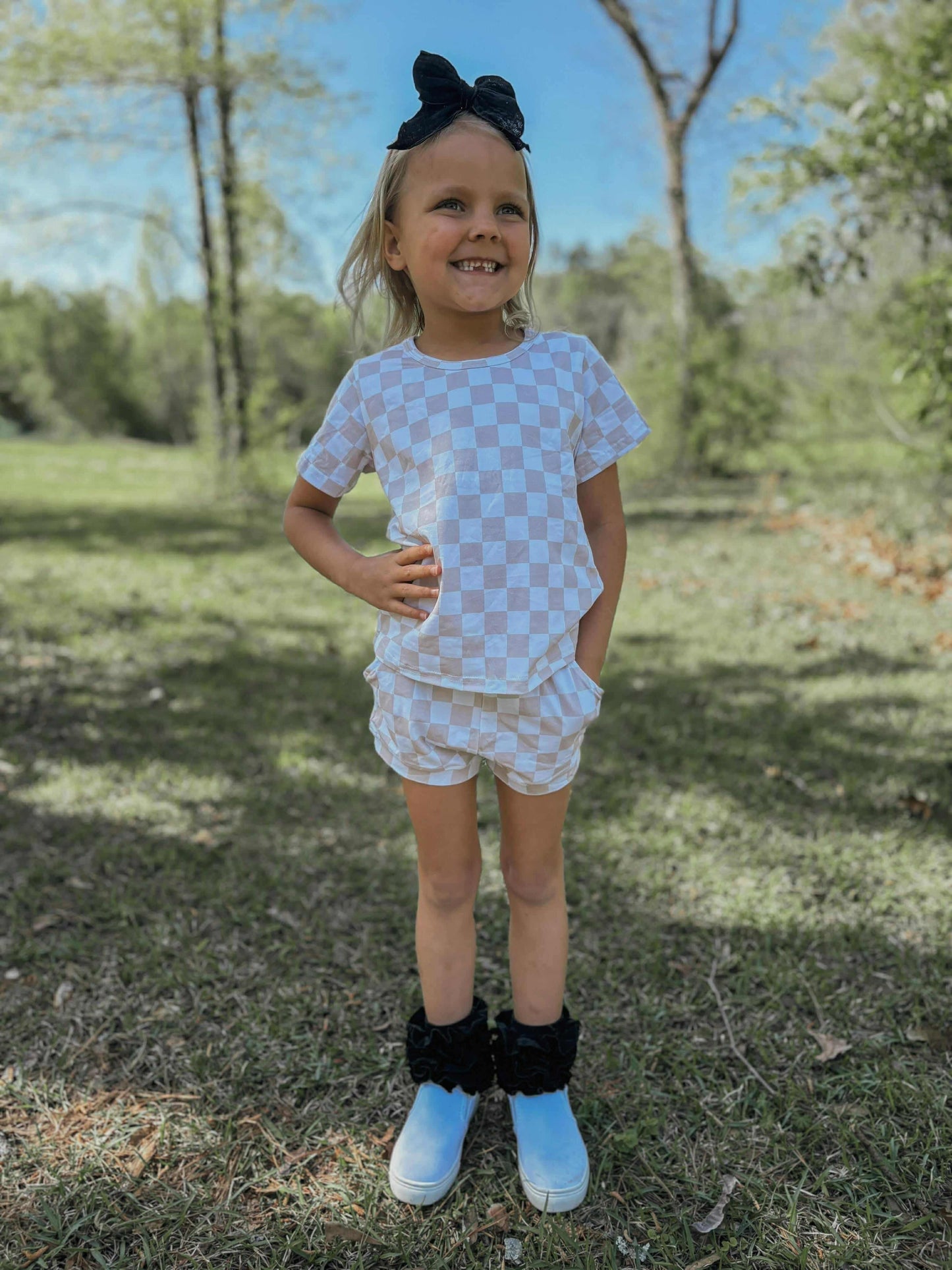 Tan Checkered Short Set (FINAL SALE)