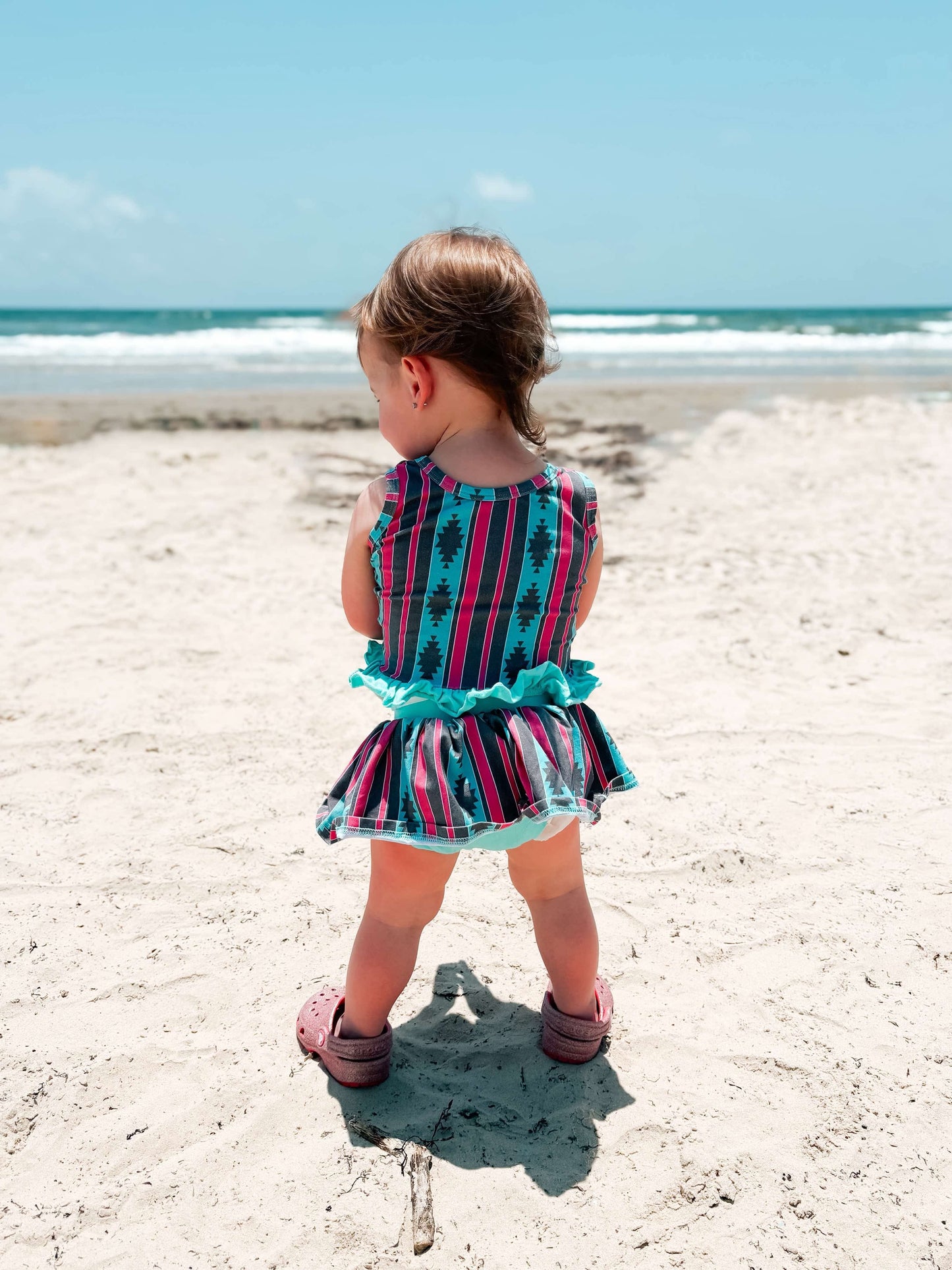 Pink & Teal Aztec Skirted Ruffle Set (FINAL SALE)