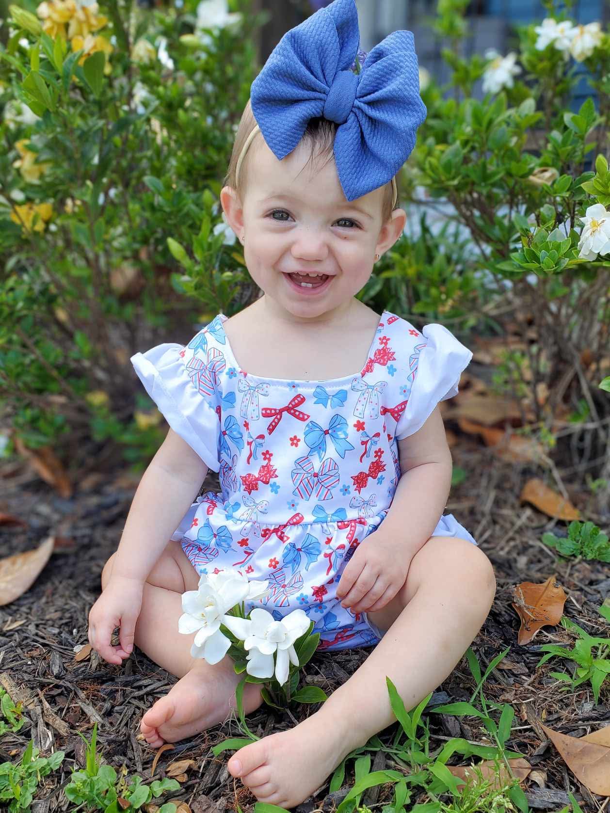 July 4th bows ruffle romper