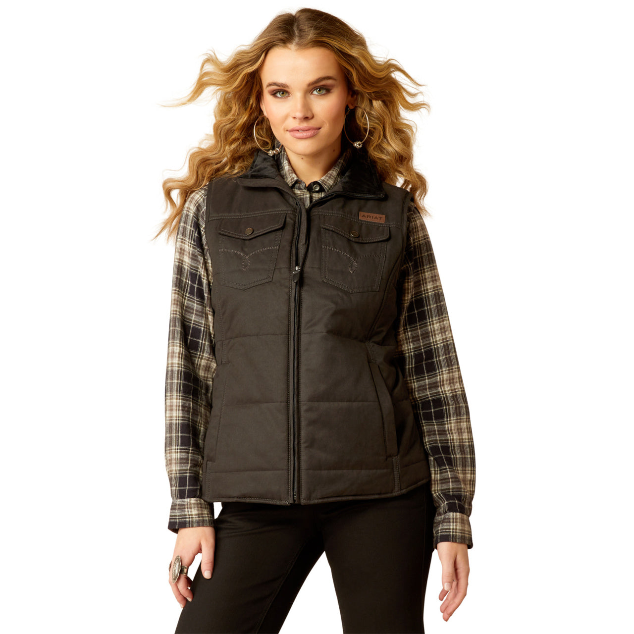 Ariat Women's Black Western Yoke Grizzly Insulated Vest
